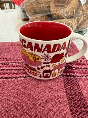 Canada Themed Ceramic Mug - Red Interior and White Exterior